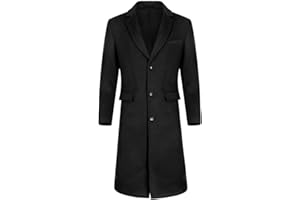 Allthemen Płaszcz męski, długi płaszcz zimowy, płaszcz wełniany, płaszcz męski, krój slim fit, wykładany płaszcz, biznesowy