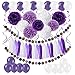 Produktbild 61 Stück Partei Dekorationen, Cocodeko Pompoms Blumen, Spiral Girlanden, Quasten Girlande, Polka Dot Papier Girlande und Luftballon für Geburtstag Parteien Hauptdekorationen-Violett, Lavendel und Weiß