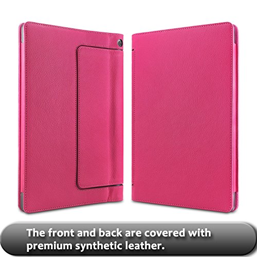 Lenovo Yoga Tab 3 Plus/ Lenovo Yoga Tablet 3 10 Pro Hülle Case, Infiland Slim Fit Folio PU-lederne dünne Kunstleder Schutzhülle Cover Tasche für Lenovo Yoga Tab 3 Plus 25,65cm (10,1 Zoll IPS) Convertible Media Tablet/Lenovo YOGA Tablet 3 10 Pro 25,6 cm (10,1 Zoll QHD IPS) Tablet (Not für Lenovo Yoga Tab 3 10) (Magenta) - 3
