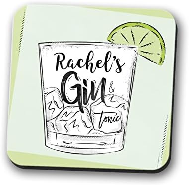 Gin and Tonic PERSONALISED Coaster Place Mat Mug Rest Cute Gift Square 9cm x 9cm