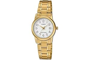 CASIO LTP-V002G-7 damski zegarek kwarcowy z bransoletką ze stali nierdzewnej, złoty/biały, 25 EU, Bransoletka