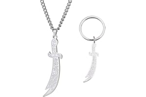 VASSAGO Collana con spada per uomini e donne Zulfiqar Spada Collana Imam Ali Zulfiqar Ciondolo Arabo Rune Islamico Musulmano Gioielli Talismano Amuleto Regalo Religioso