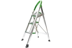 RACKIT StepIt 3-Step Ladder Aluminium - Heavy Duty Foldable Stepladder & Stepstool for Home Kitchen DIY Garden | Lightweight Portable Wide Anti-Slip Treads | Compact Space Saving 150kg Capacity Folding