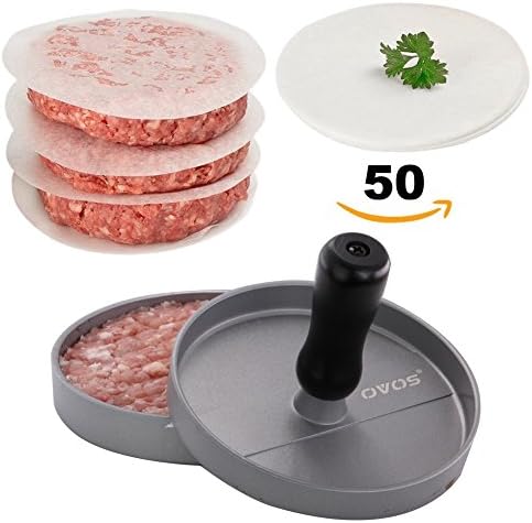 OVOS DIY Mold Special for Burger Maker and Barbecue Press Mould with FREE 50 Burger Papers (Silver)