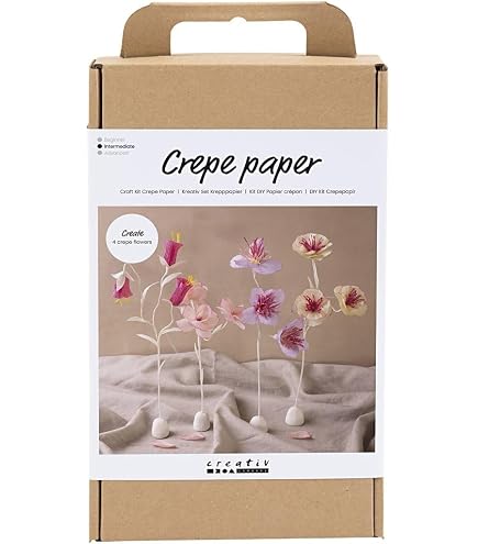 Creativ Company Kit Maxi Carta Crespa Per Creare Bouquet Di Fiori Bellissimi | Set Creativo Con Stencil, Colori E Accessori