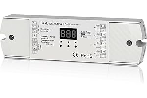 NUTBRO 4CH 5A/CH Constant Voltage DMX512 & RDM Decoder RGBW Controller 4 Channel Dimming Controller 12-24V Output PWM