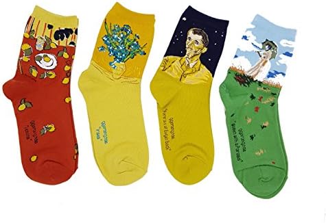 Fancy Socks- Cotton Blend 2018 All New World Art Womens Casual Socks, Set of 4 Colors