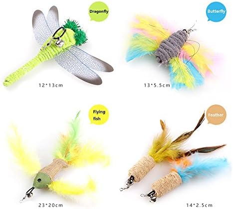 Cat Feather Teaser Toys,Tommia Feather Cat Refills,Perfect Interactive Cat Wand Toys for Cat and Kitten Exercise (5 pcs/pack)