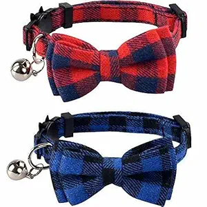 Pets Empire 2 Pack/Set Cat Collar Breakaway with Cute Bow Tie and Bell for Kitty - Color May Vary Adjustable from 8. 85-11