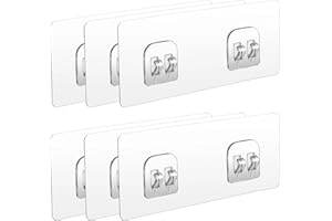 XIELBIS 6 Pack Shower Caddy Adhesive Hooks Replacement, Transparent Heavy-Duty Sticky Hooks, Double Claw StickyHooks for Bathroom, Kitchen & Living Room – No Drill Wall Organizer