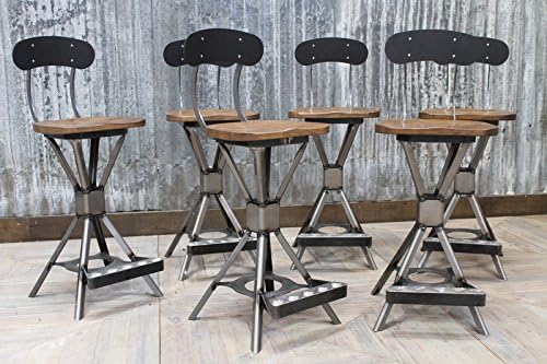 UK MANUFACTURED TALL INDUSTRIAL STYLE MACHINIST STOOL WITH BACK IN GUNMETAL
