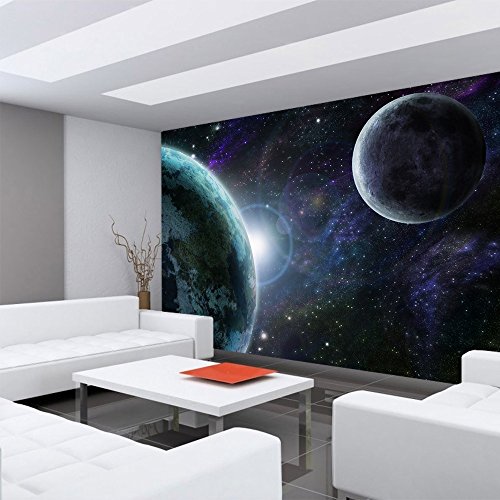 Vlies Fototapete PREMIUM PLUS Wand Foto Tapete Wand Bild Vliestapete – Weltraum Erde Mond – no. 229 Weltraum Erde Mond Weltall, Größe:300x210cm Vlies - 6