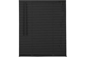 APEX FURNISHINGS PVC Venetian Blinds - 25mm Slats Easy Fit PVC Window Blinds Child Safe Fittings Trimmable curtains Windows Shutters for Home Office (Black 120W x 150L cm)