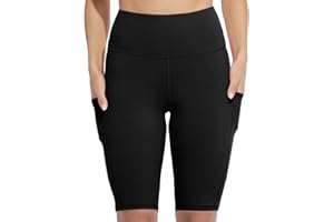 CharmLeaks Women Yoga Shorts with Two Pocket Workout Tummy Control Leggings Running Shorts