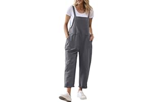 YESNO Damen Latzhose Sommer Oversize Trägerhose Beiläufig Loose Bib Pants Overall Baggy Jumpsuit Strampler Sommerhose mit Träger PV9DE