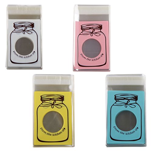 100x Cute Flaschendesign Selbstklebend Beutel Tasche Tütchen Cookie Süßigkeiten Verpackung Geschenk Dichtung – Blau - 3