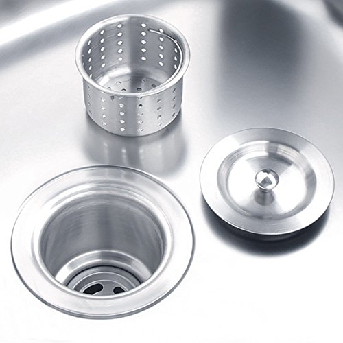 ackmond Spüle Sieb, Küche Spüle Sieb mit herausnehmbarem Tief Abfallkorb, Ablauf Sieb Montage, Edelstahl - 5