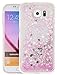 Produktbild ISENPENK Samsung Galaxy S6 Hülle Silikon,Ultra Slim TPU Liquid Fließen Flüssig,Schutzhülle Muster[Rosa Herz] Glänzend Samsung Galaxy S6 Hülle Glitzer Durchsichtig Transparent Bling Strass Kristall Schutz Handy Hülle Case Tasche