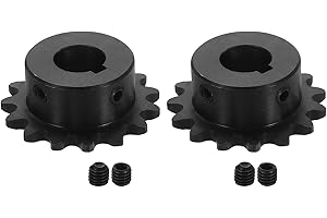 sourcing map 2 Pcs #35 Chain Roller Sprocket 5/8" Bore, 15 Tooth C45 Carbon Steel ANSI #35 Roller Sprocket Round Hole with Set Screws for ISO 06C Chain