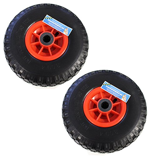 2x Sackkarrenrad Pannensicher 260mm 3.00-4 PU Sackkarre Ersatzrad Rad Reifen