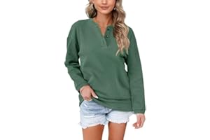 Aokosor Langarmshirt Damen Sweatshirt Rundhals Pullover Herbst Winter Casual Oberteile Locker S-XXL