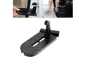 OPP ULITE Car Doorstep Vehicle Folding Ladder U Shaped Hook Pedal Foot Pegs Multifunction Easy Access to Rooftop with Safety Hammer Doorstep for Car Roof-Rack Truck SUV Jeep Off-Road, Black