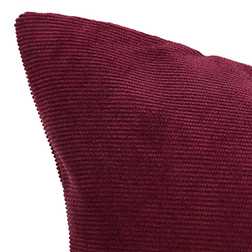 Deconovo Kissenbezug Kord Kissenhülle Sofa Wohnzimmer Kissenbezug 45×45 cm Bordeaux 4er Set - 5