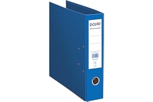 DOHE Raccoglitore a 2 Anelli Ecologico-capacità 520 Fogli, Formato Foglio 29 x 35 cm, Dorso 7 cm con Porta Carte, Apertura Facile a Leva, Forniture per Ufficio-Blu ECOFILE, Cartone Metallo, Folio