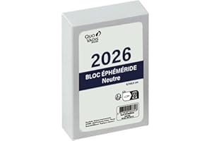 Quo Vadis - Agenda - 2026 - Bloc Ephémeride Neutre - Journalier - Français - Classic - 12 mois de janvier à décembre - 6,5x9,7 cm - Fabrication française