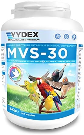 Vydex MVS-30 is a multi-vitamin and mineral nutritional supplement. MVS-30 is rich in calcium and amino acids, and contains added plant extract and brewer’s yeast. Avian Pigeon Supplement (650g)