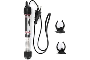 Weiyiroty Chauffage d'aquarium, Chauffage d'aquarium Submersible, Mini 220-240V avec 2 ventouses Prise EU 25W / 50W / 100W / 200W / 300W pour Tortue d'eau salée pour Poisson Betta(25W)