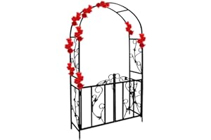 Gardebruk Arco Decorativo para Rosas Plantas Trepadoras 225x115cm con Puerta Jardín Eventos Negro