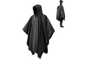 CHGANG Waterproof Poncho Adult, Reusable Rain Poncho Lightweight Waterproof Raincoat Emergency with Hood for Outdoor Hiking Camping Cycling Traveling
