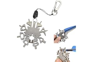 ZSHJGJR ZSHJG Outil Multifonction Flocon de Neige de Tir à l'arc 21 en 1 Outil de Réparation de Flèche de tir à l'arc Clé Multifonctionnelle Clé à Clé Portable Camping Multifonction Décapsuleur EDC Porte-clés