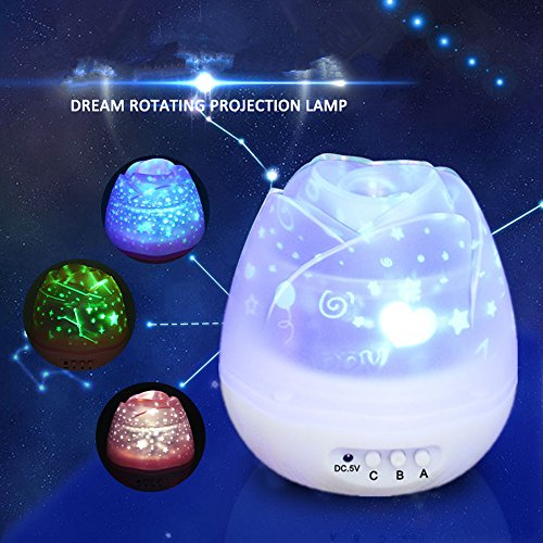 Sternenhimmel Projektor Sternenlicht Nachtlicht 360 Grad 4 Formen Romantische Nacht Lampe Tischlampe drehbar Sterne Projektionslampe für Haus, Schlafzimmer, Kinder Zimmer, Weihnachten, Hochzeit, Geburtstag, Party - 4