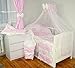 Baby's Comfort HEARTS 16 PCS BABY BEDDING SET (12 NEW COLOURS) for cot / cotbed ... (to fit cotbed with mattress size 140x70, 7 - Pink chevron)