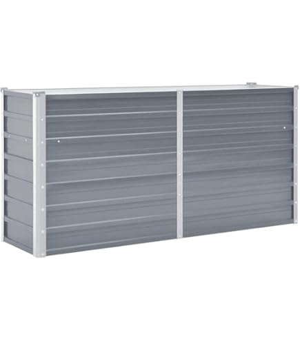 vidaXL Plantenbak Verhoogd Gegalvaniseerd Staal Grijs Bloembak Plant Tuin Bak