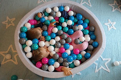 Bällebad Ballpool Kugelbad Bällchenbad Bällchenpool Kinder Pool mit 150 Bällen (Farbe der Bälle: weiß,grau, türkis) - 4