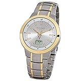 Regent Herren-Armbanduhr Elegant Analog Titan Gold-Armband grau gold Funk-Uhr URFR239