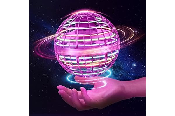 ASORT Boule Volante Lumineuse, Flying Ball Hover Ball, LED Balle Boomerang Air Ball, Fly Spinner Mini Drone Boule Volante Magique Rotative, Fly Orb pour Enfants, extérieur intérieur (Rose)