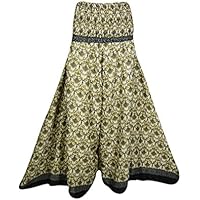 Mogul Interior Brooke Women Wide Leg Skirt High Waist Pant Gypsy Boho Chic Flare Maxi Skirts M