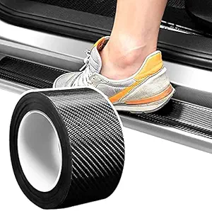 GOLDEN SPARROW Hi Gloss Black Carbon Fiber Waterproof Car Seal Strip Door Edge Cover Guard Strips Sill Guard Protectors Anti-Scratch Decoration Cover Tape-5 metre (Mahindra Thar)