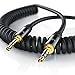 Price comparison product image Uplink 1.5m Premium Audio jack cable / AUX Coiled Cable | Stereo spiral cable | 3.5mm plug to 3.5mm plug | metal plug | gold plated contacts | black