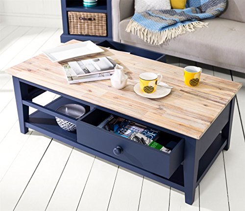 Florence Coffee table with 2 drawers and shelf NAVY BLUE