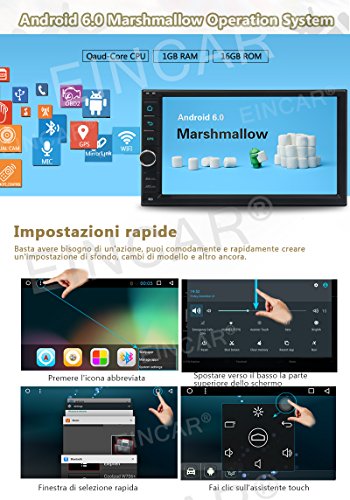 7''Quad núcleo Android 6.0 estéreo del coche de Univeral Autoradio Doble 2 din radio de coche GPS jugador en la rociada con Bluetooth / GPS / USB / FM / AM / Radio capacitiva pantalla táctil de HD unidad principal Wifi + libre de la cámara