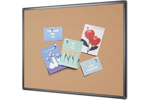 VIZ-PRO Cork Notice Board, 90 X 60 cm, Cork Bulletin Board with Black Aluminium Frame