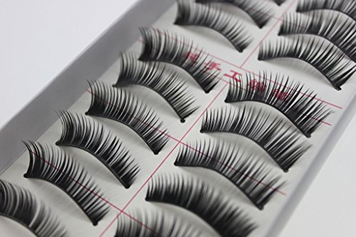 10 Pairs Hand made full strip Fake False Eyelashes Natural Long Look cotton stem 217 free shipping Beauty Health Makeup Tools