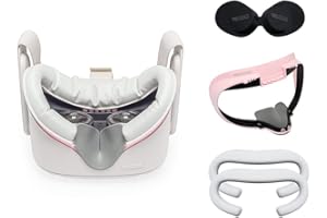 VR Cover Facial Interface and Foam Replacement Set for Meta/Oculus Quest 2 (ThrillSeeker Edition - Pink & Light Grey)