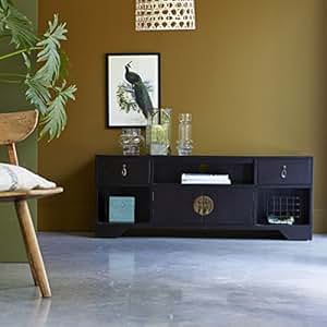 Tikamoon Solid Mahogany Wood Wenge Finish Tv Hi Fi Unit Stand