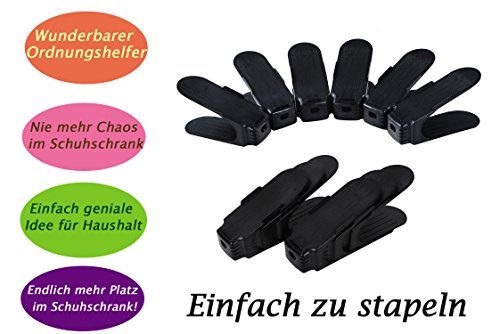 Schuhstapler Set Schuhstaplerset 6er Schuhstapler Schuhhalter Schuhorganizer Set Schuhregal Schwarz Kunststoff Platzsparend - 8